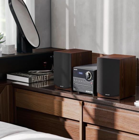 SHARP XLB517DBR Mirco-Soundsystem 45W (Digitalradio mit DAB, DAB+ und UKW/FM-Radio, Bluetooth, USB,