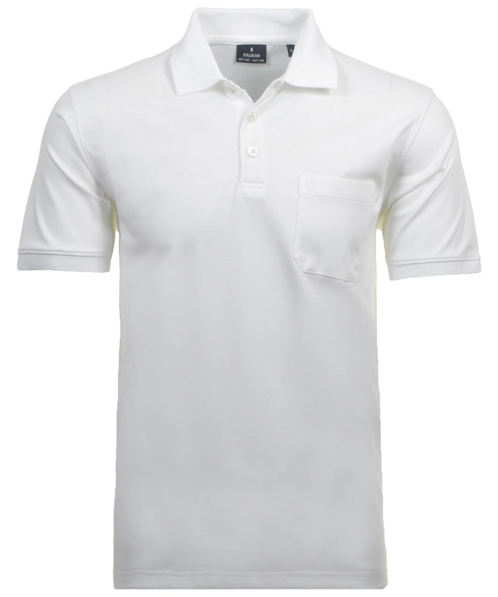 RAGMAN Herren Softknit-Polo mit Brusttasche, Kurzarm S Weiss-006, S Weiss-006