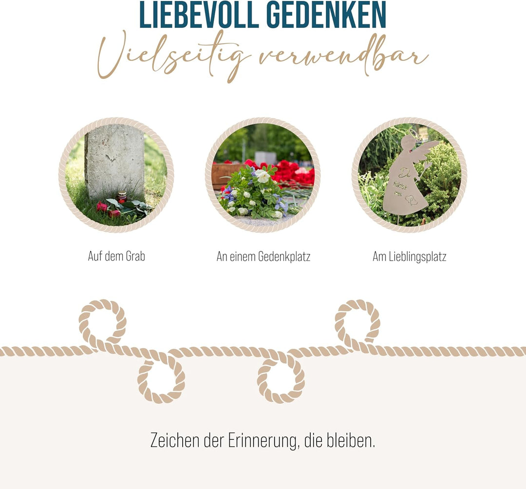 Logbuch-Verlag 2 Engel Grabstecker Metall mit Spruch Grab Deko Schutzengel Grabdekoration zum Stecke
