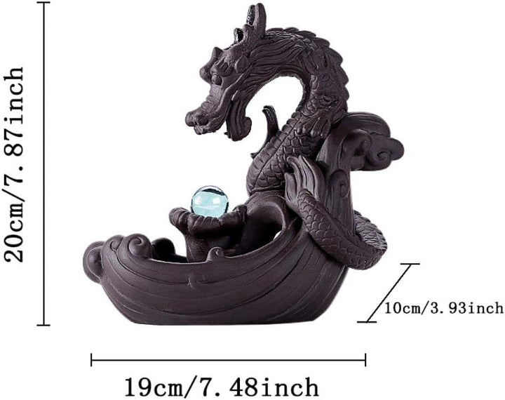 YYW Drachen Glasperlen Räucherstäbchen Halter mit 10PCs Rückfluss Räucherkegel, Asien Keramik Räuche