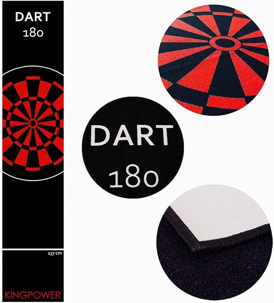 Kingpower Dartteppich mit Abwurflinie, Dart Zubehör mit Motiv, Dartmatte mit Oche, pflegeleichter Te
