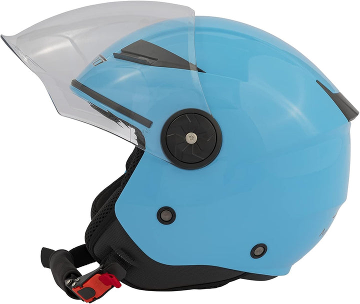 Motorradhelm Jet Lange Visier Roller City ECE 22 Zertifikat Hellblau XS 53-54 cm ( XS) Hellblau, 53-