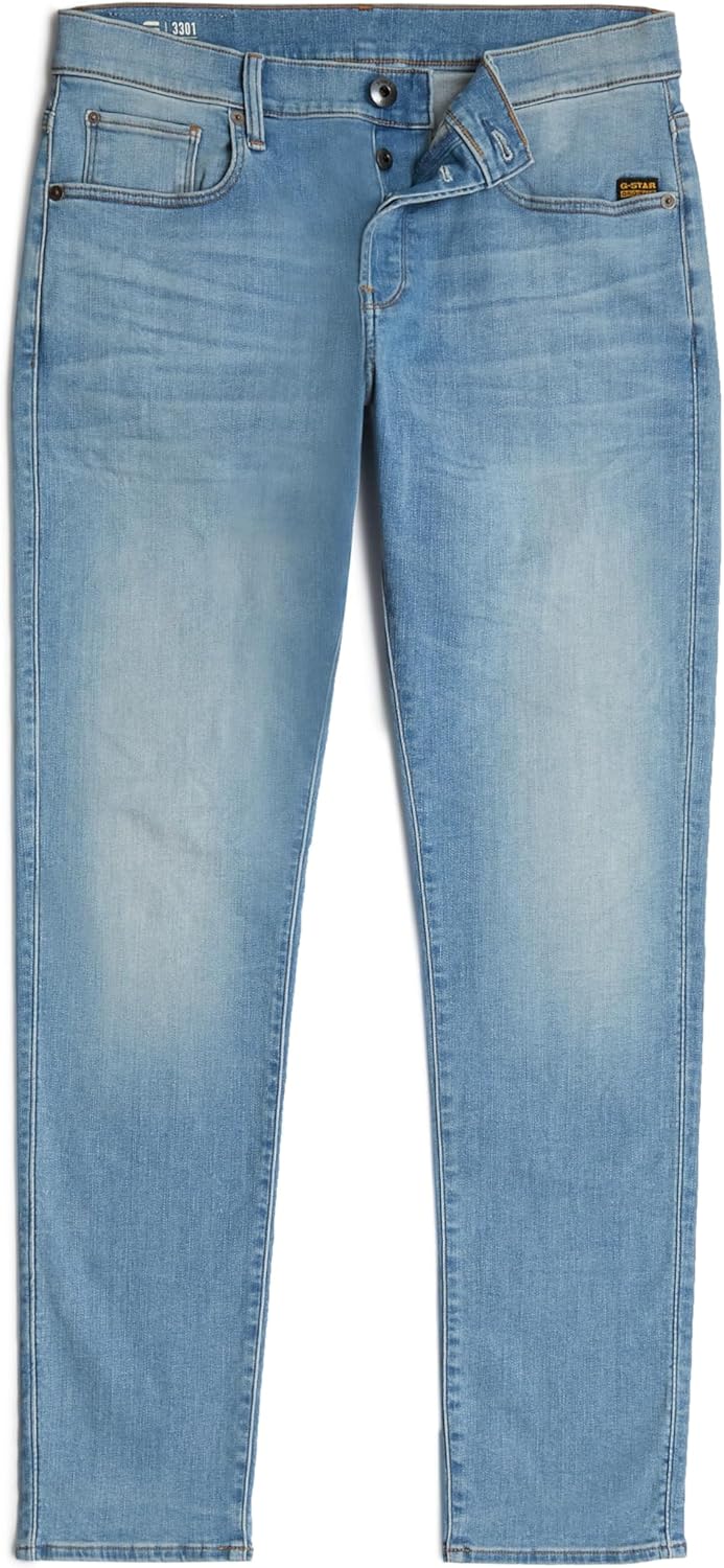 G-STAR RAW Herren 3301 Slim Jeans 35W / 32L Blau (Lt Indigo Aged 51001-8968-8436), 35W / 32L Blau (L