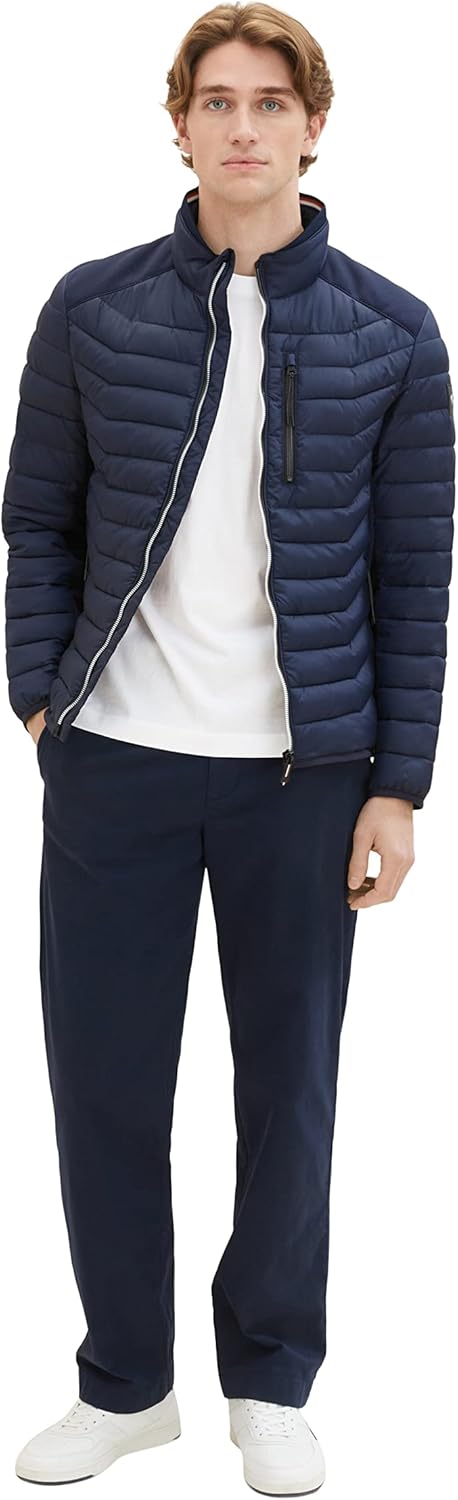 TOM TAILOR Herren Hybrid Steppjacke mit Stehkragen S 10668-sky Captain Blue, S 10668-sky Captain Blu