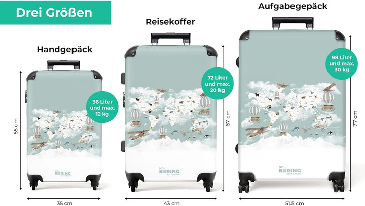 NoBoringSuitcases.com® Koffer XL Gross 77x51.5x28 cm Hartschale Reisekoffer 4 Rollen Leicht Koffer T