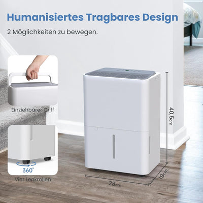 Newentor Bdpt. 12L Luftentfeuchter Elektrisch Keller 35dB, Entfeuchter Elektrisch Keller mit Ablaufs
