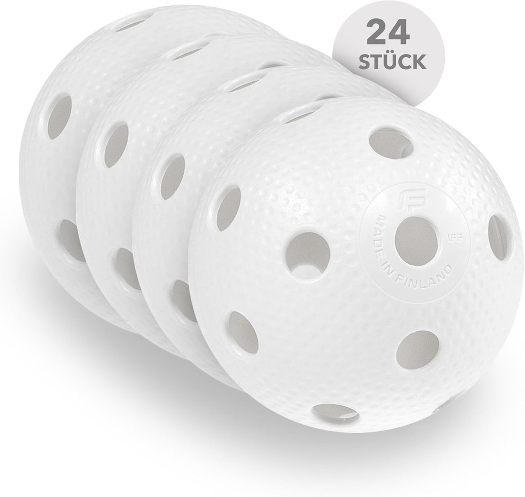 Fat Pipe | Floorball Unihockey Ball 24er Team Set | Fat Balls | Weiss | Wettkampfball Trainingsball