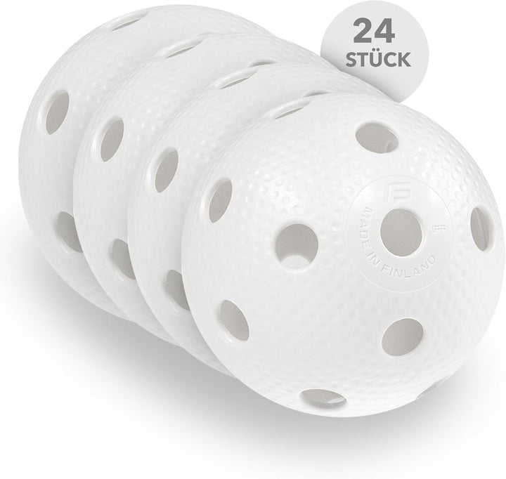 Fat Pipe | Floorball Unihockey Ball 24er Team Set | Fat Balls | Weiss | Wettkampfball Trainingsball