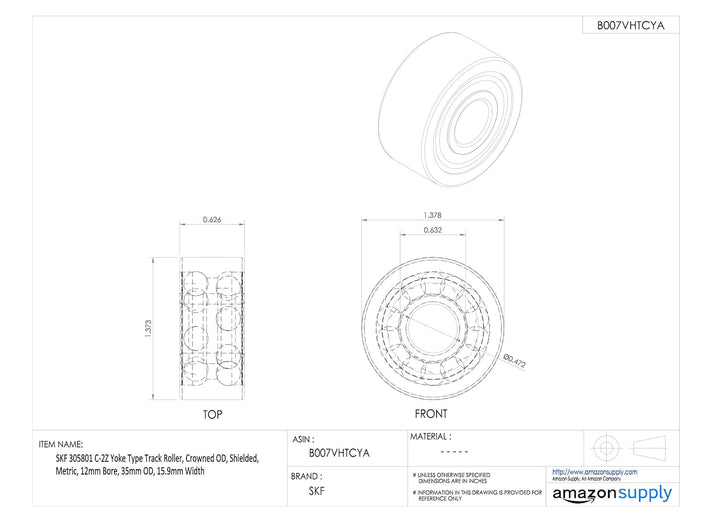 SKF 305801 C-2Z Radial-Kugellager, eckig, Stahl