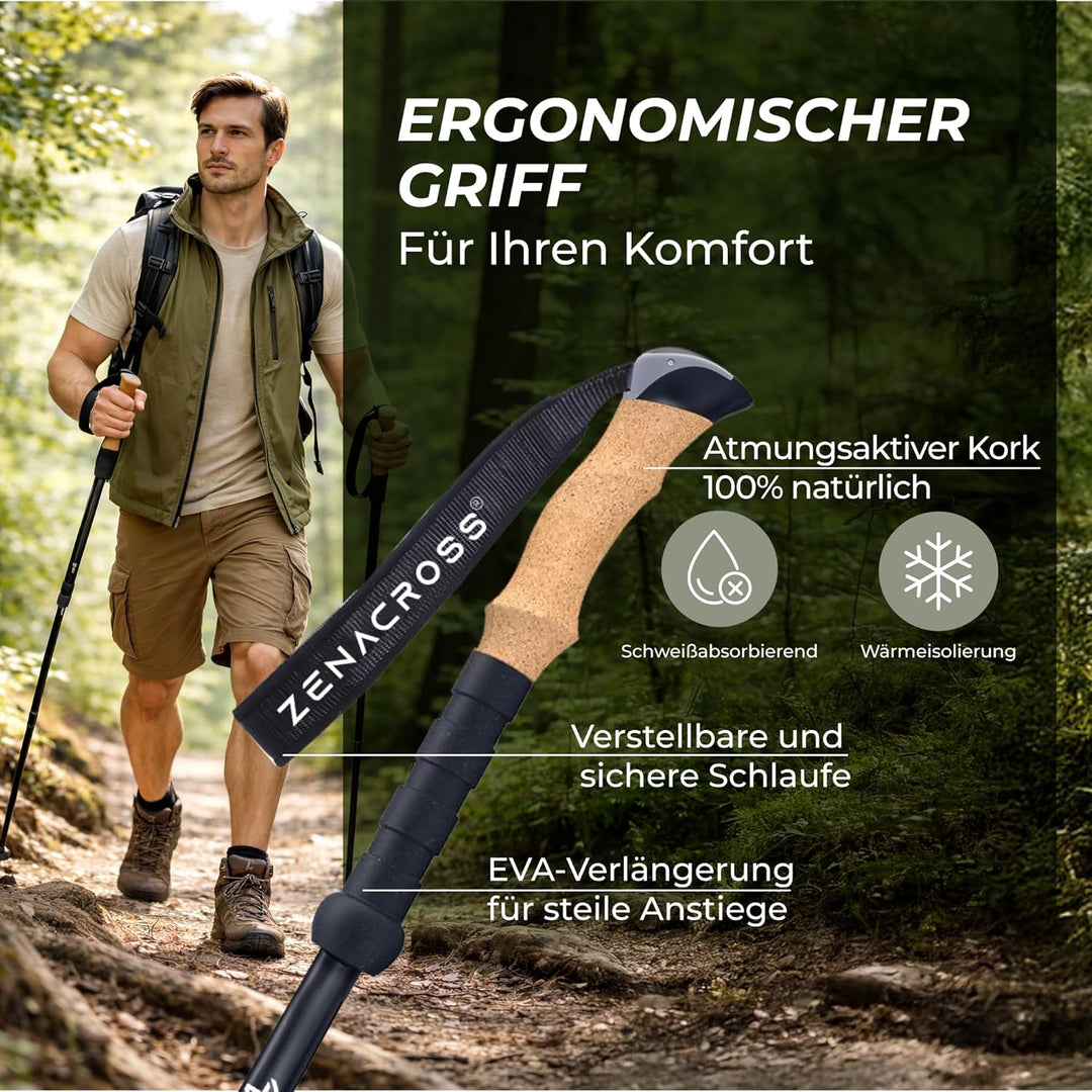 Wanderstöcke Teleskop - Nordic Walking Stöcke Damen/Herren Ultraleichte - Trekkingstöcke Einstellbar