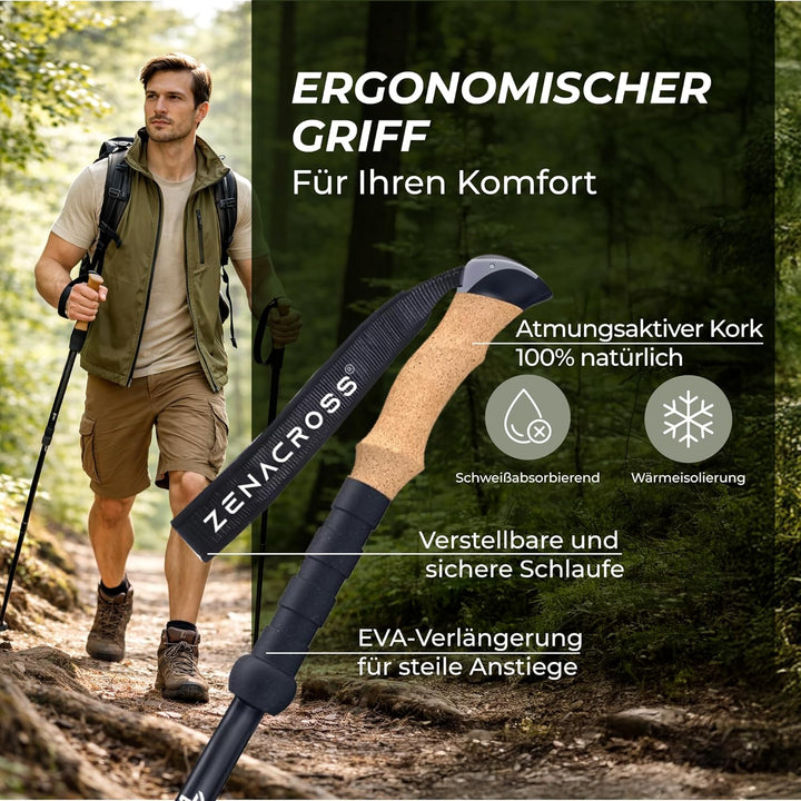 Wanderstöcke Teleskop - Nordic Walking Stöcke Damen/Herren Ultraleichte - Trekkingstöcke Einstellbar