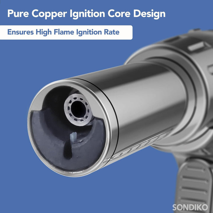 Sondiko Dreifach Einstellbarer Mini-Bunsenbrenner, Nachfüllbar Küchenbrenner mit kontinuierlicher Fl