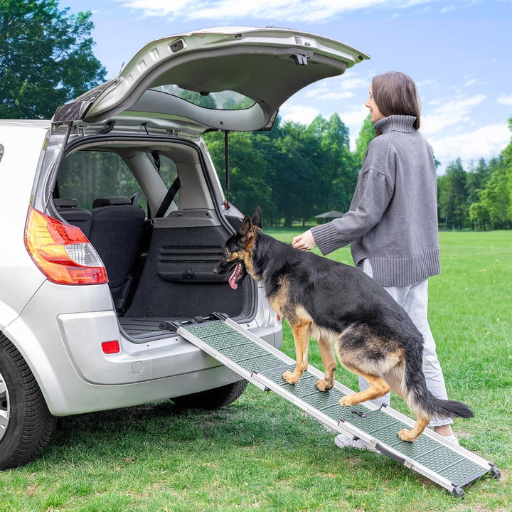 Hunderampe Auto Klappbar - Stabile und rutschfeste Hundeleiter Auto & SUV bis zu 90kg Belastbar - Te