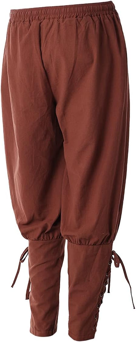 COSDREAMER Herren Mittelalterhose Wikinger Piraten Kostümhose Braun XXL XXL Braun, XXL Braun