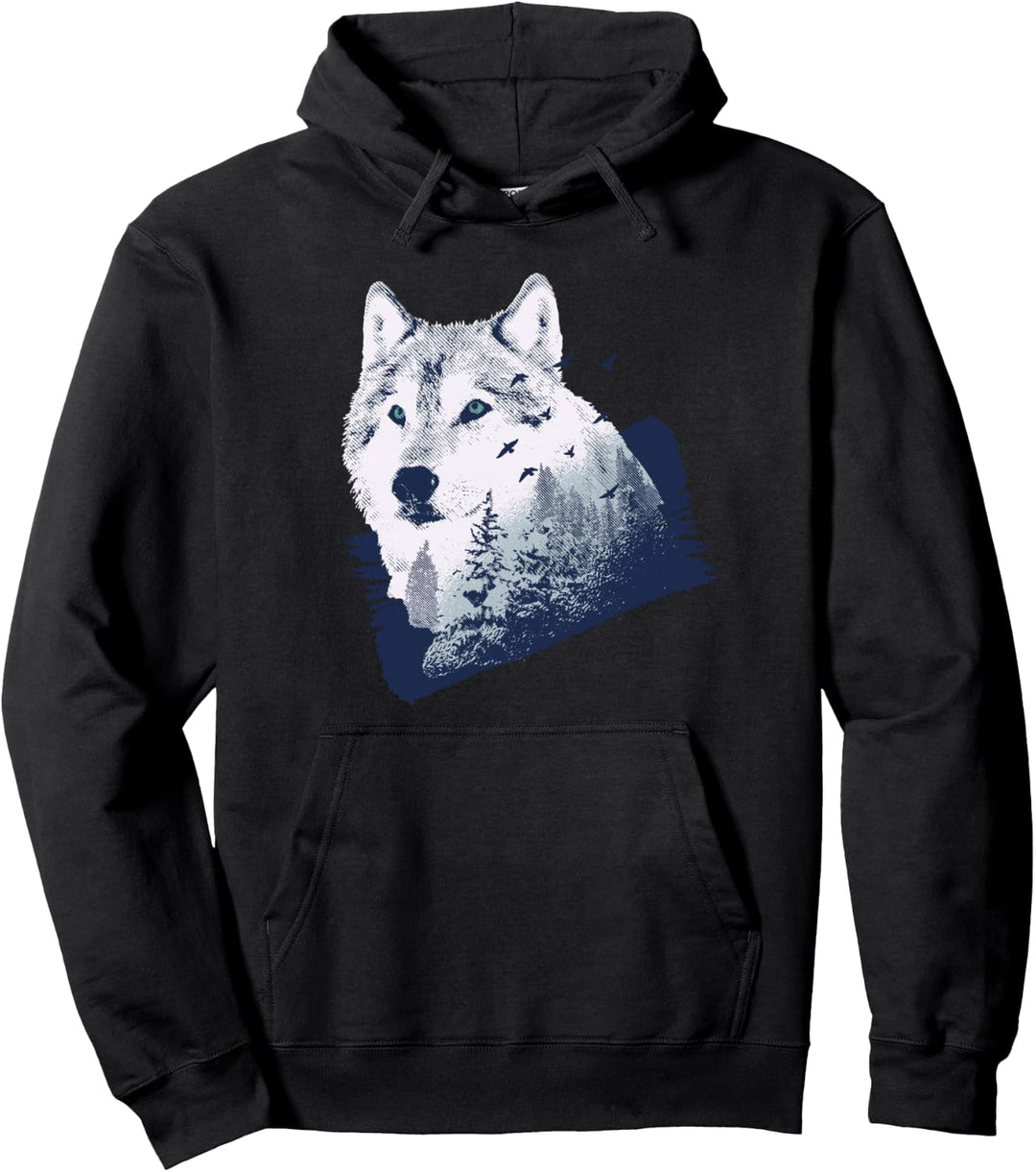 Wolf Natur Wald Outdoor Wandern Camping Geschenk Pullover Hoodie