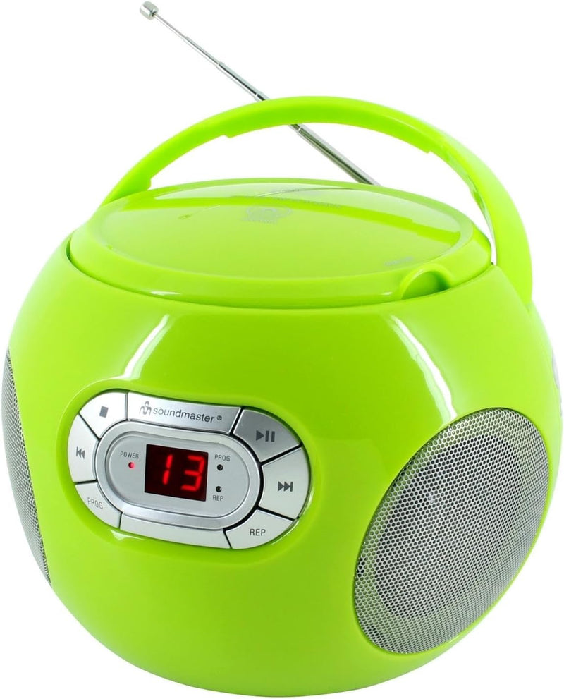 Soundmaster SCD2120GR Radio mit CD-Spieler Boombox UKW Radio und Hörbuchfunktion grün, grün