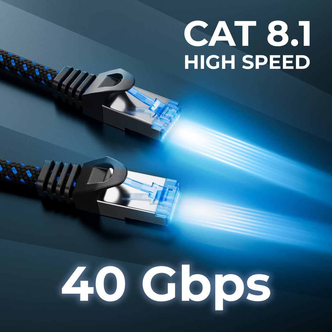 deleyCON 15m CAT 8 Patchkabel (40 Gbit/s, 2000 MHz) Gigabit Netzwerkkabel Ethernet Kabel RJ45 S/FTP