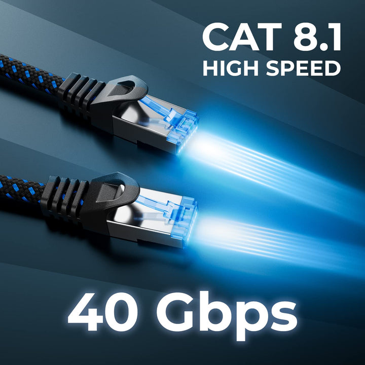 deleyCON 15m CAT 8 Patchkabel (40 Gbit/s, 2000 MHz) Gigabit Netzwerkkabel Ethernet Kabel RJ45 S/FTP