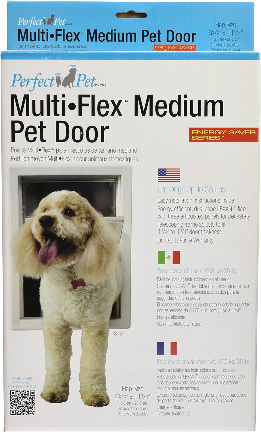 Perfect Pet Multi-Flex-Haustiertür, mittelgross, 16,2 x 28,6 cm Klappengrösse Weiss/Opulenter Garten