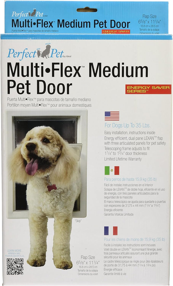 Perfect Pet Multi-Flex-Haustiertür, mittelgross, 16,2 x 28,6 cm Klappengrösse Weiss/Opulenter Garten