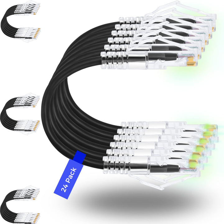 Rapink Patchkabel Cat6,Cat6a 3ft 24 Stück Slim, Cat6a Ethernet Patchkabel 10G Unterstützung, flexibl