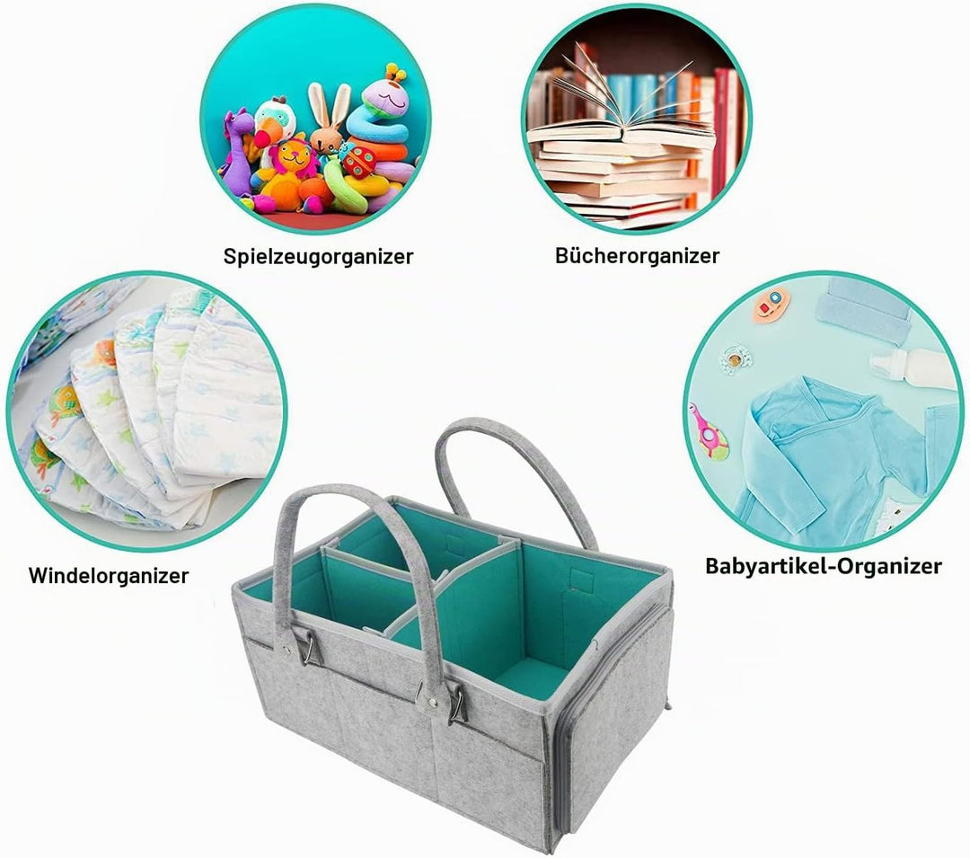 Baby Windel Caddy Organizer, Faltbare Filz Nursery Storage Bag Flexible Fächer Multi Pockets Portabl