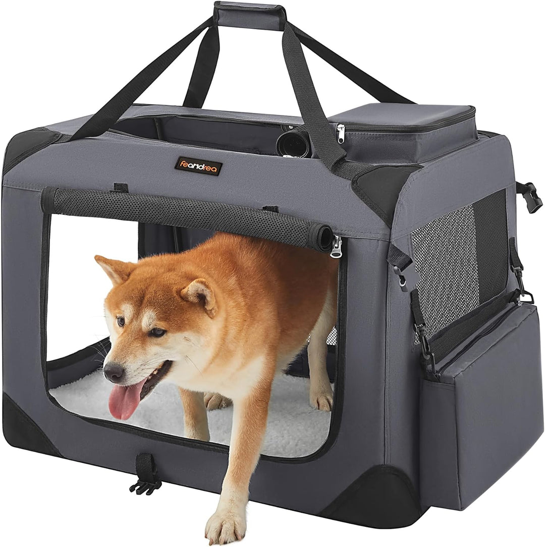Feandrea Hundebox faltbar, Transportbox Hund, L, Hundetasche, Oxford-Gewebe, Netzstoff, atmungsaktiv