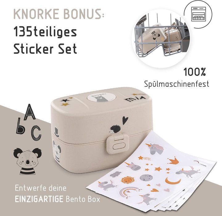 BJORKI® Bento Box für Kinder inkl. BONUS Namensticker - Auslaufsichere Lunchbox mit Fächern - Nachha
