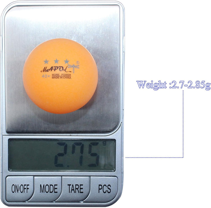 MAPOL Tischtennisbälle, 3 Sterne, Orange, 100 Stück