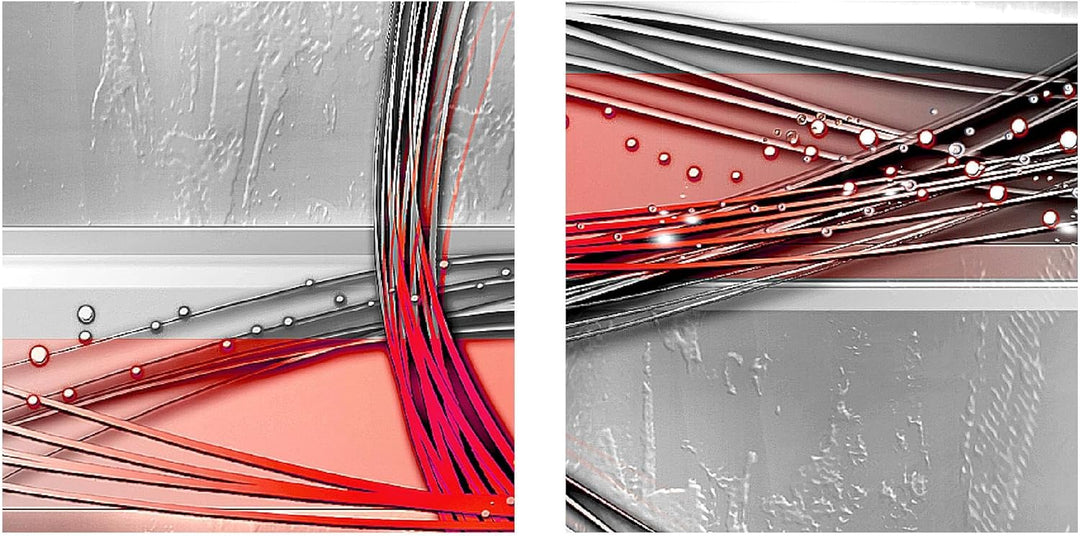 Runa Art Bild Modern Abstrakt - Made in Germany - Wandbilder Figuren Grau Rot 4 Teilig 103642b 100 x