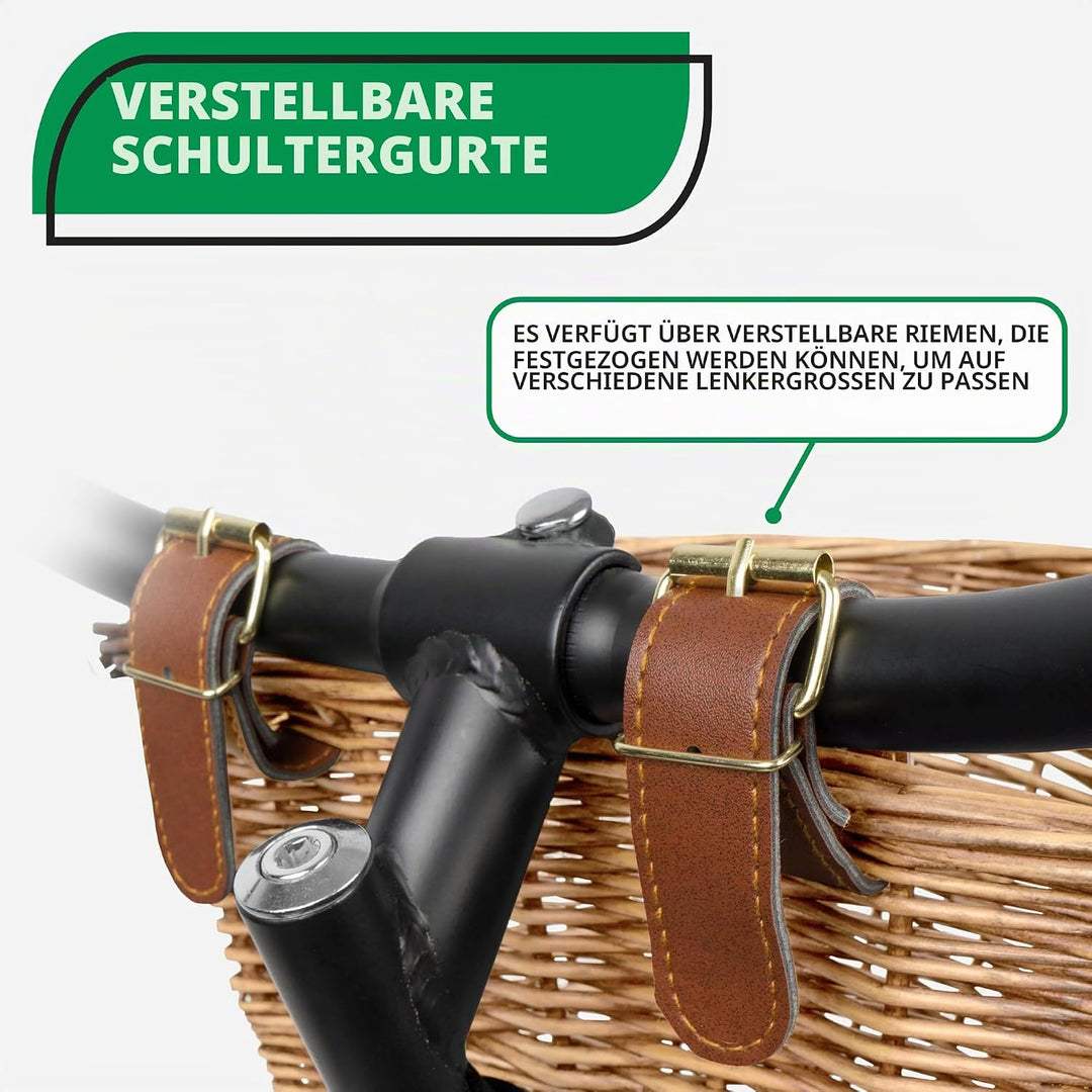 ProSource Wicker Bike Basket Front Cargo for Women and Men, Fits Most Bikes, Beach Cruiser, Stationa