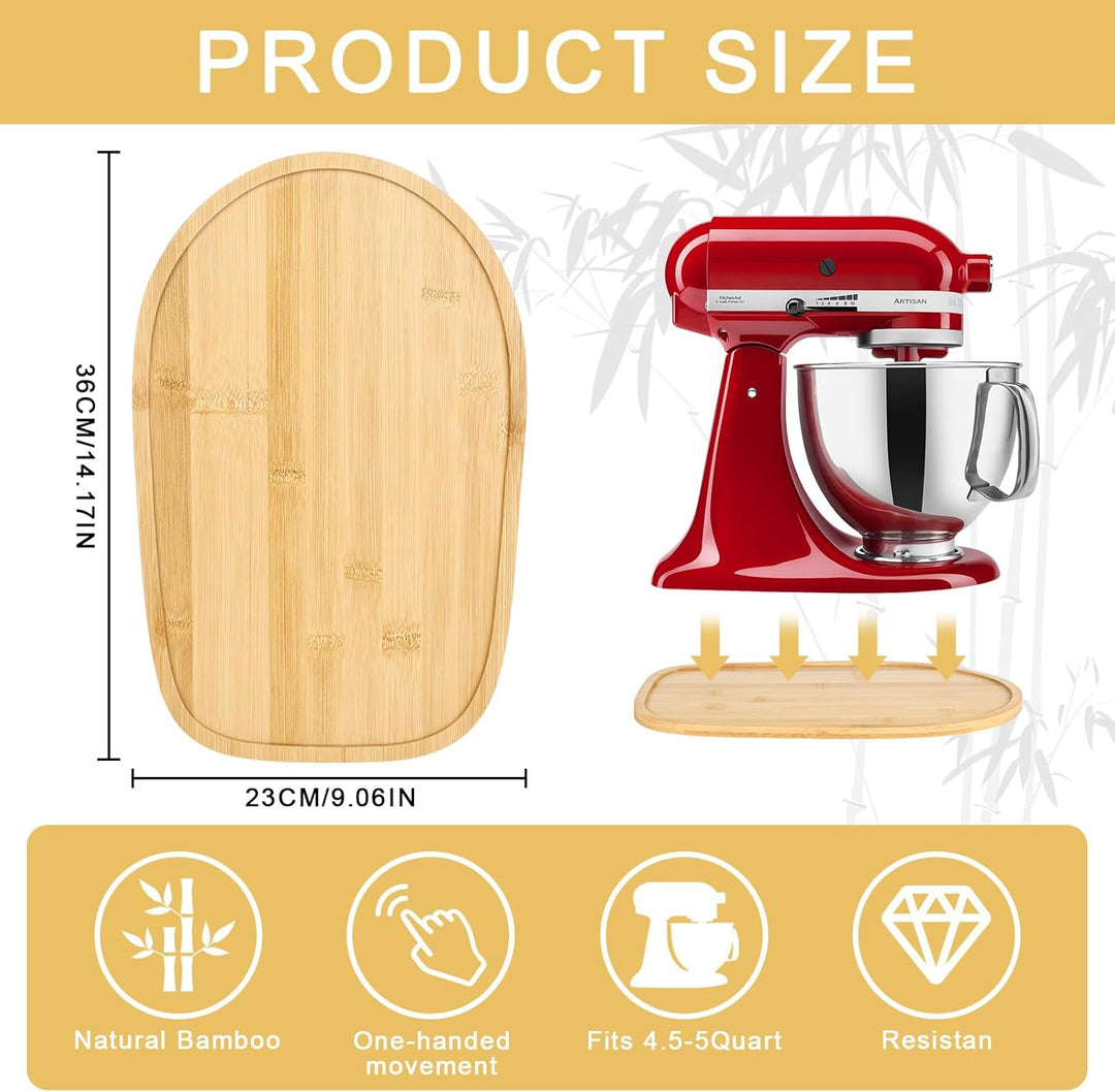 Bambus Gleitbrett für Kitchen Aid Artisan 4.5-5 Quart Tilt, Verschiebbare Unterlage für Kitchen Aid