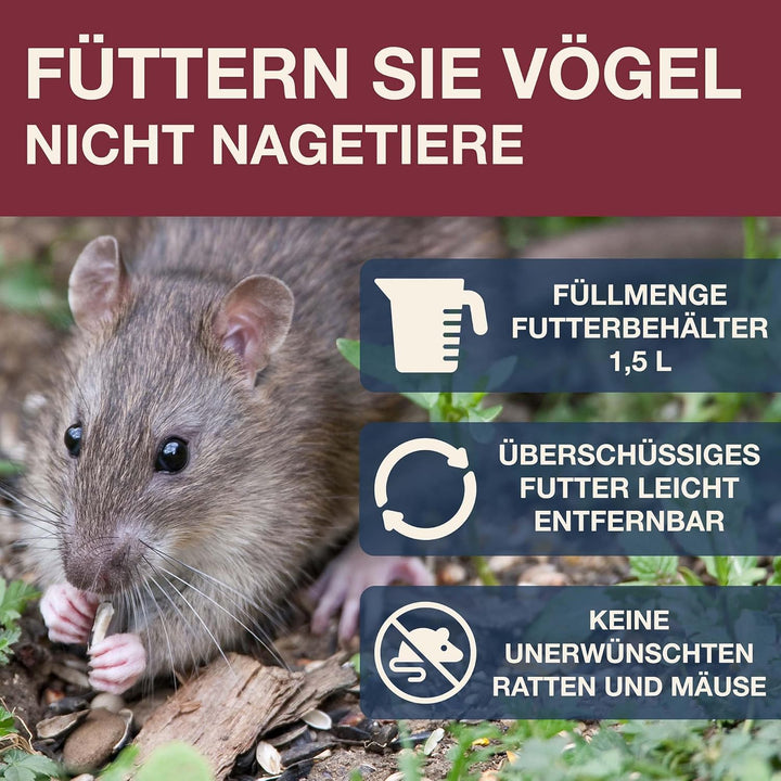 SWISSINNO Vogelfutterhaus zum Aufhängen – Davos SMART BIRDS - Vogelfutterspender mit Auffangschale -