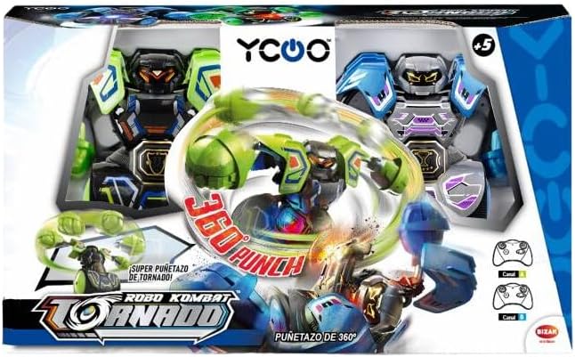 YCOO Robo Kombat Tornado Battle Pack, 2 Kampfroboter mit Lichtern und Schlagsoundeffekten, Kampfrobo