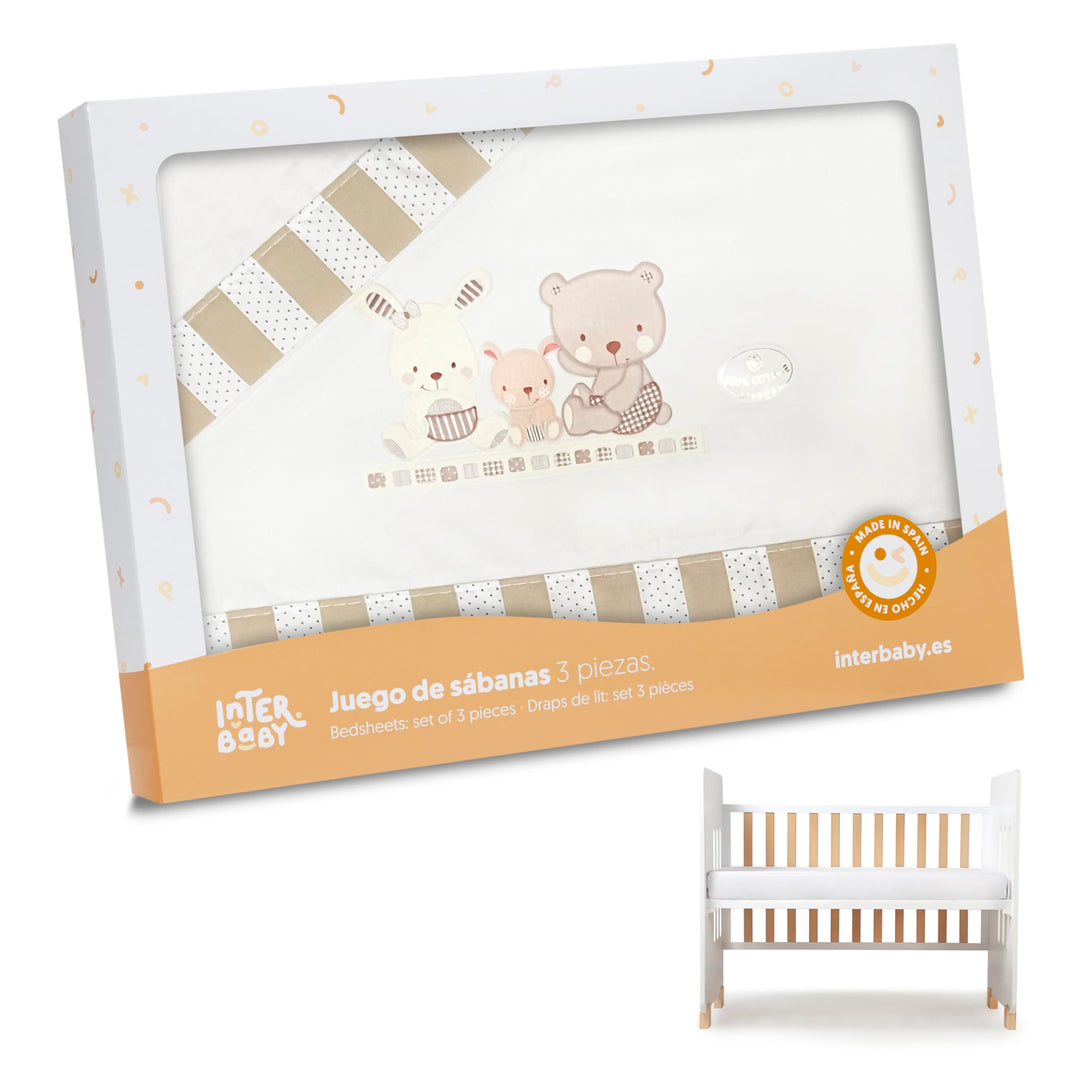 Interbaby 03100-05 Bettwäsche babybett - 100% Baumwolle - Modell: Love, beige, 0.7 kg