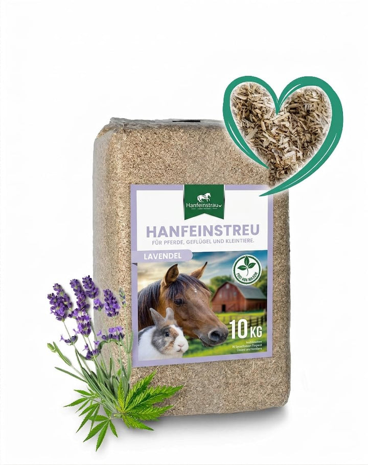 Hanfeinstreu mit Lavendel für Kleintiere, Hühner und Pferde, 100 Liter, 100% Naturprodukt, Extrem Sa
