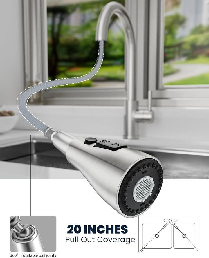 APPASO Wasserhahn Küche mit Spülmittelspender, Küchenarmatur Ausziehbar Hochdruck, Mischbatterie Küc