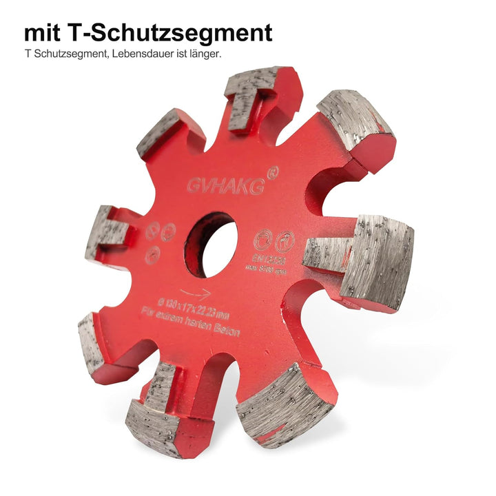 Diamant Frässcheibe/Räumscheibe130mm, 8 U-Segmente 17 mm Räumscheibe für Fussbodenheizung Sehr Harte