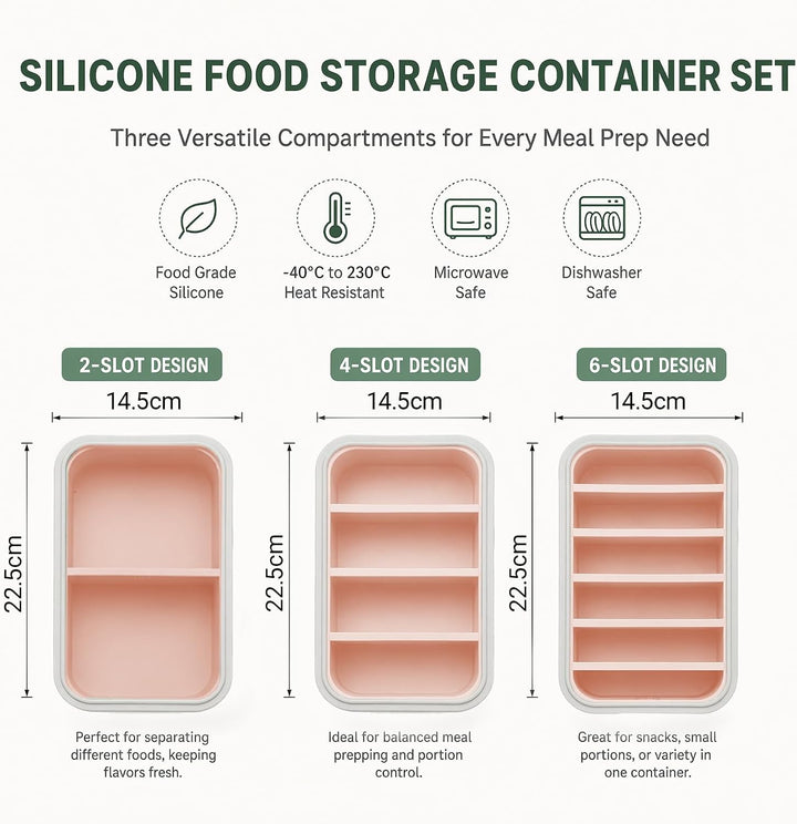 3 Stück Souper Cubes-Set Silikon Gefrierform mit Deckel, 2/4/6 Löcher Einfrieren Behälter, Meal Prep