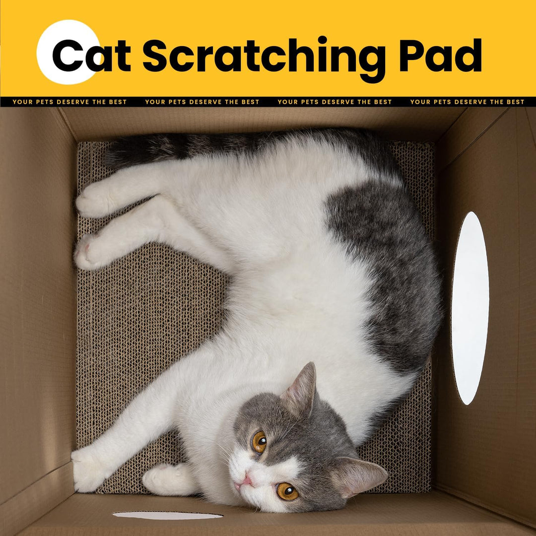 Conlun Katzenhaus mit Kratzbrett &amp; Katzenminze, Leicht zu Montieren - Kratzhöhle für Wohnungskatzen,