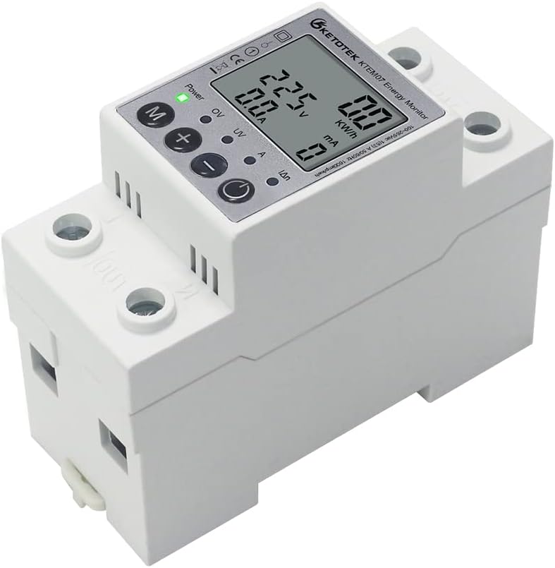 KETOTEK LCD Digitaler Wechselstromzähler Stromzähler Hutschiene 1 Phasig Energiezähler KWh Zähler Le