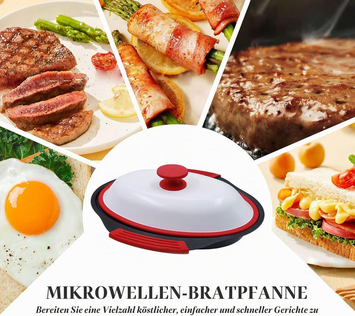 Mikrowellen-Grillpfanne, Mikrowellen-Speckkocher mit Abdeckung, Crisper und Grillkäsebereiter, spülm