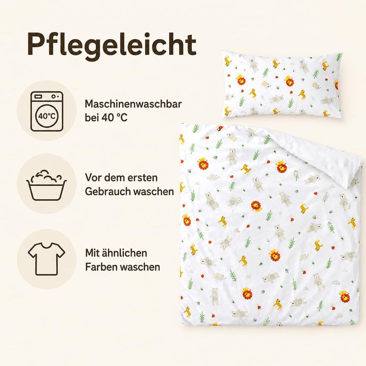 various Wendbare Babybettwäsche-Sets (60 x 120 cm), 100% Baumwolle, bestehend aus Bettbezug und Kiss
