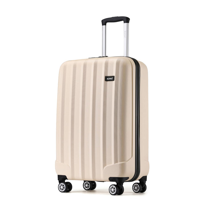 Kono Zwillingsrollen Hartschale ABS Koffer Trolley Reisekoffer Rollkoffer Handgepäck (Beige, M) Beig