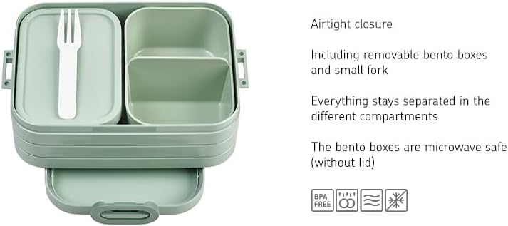 Mepal Brotdose Midi - Brotdose mit Bento Box - Für 2 Sandwiches oder 4 Brotscheiben - Lunchbox für k
