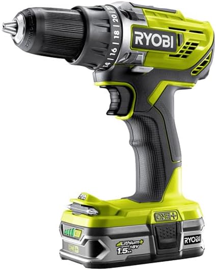 RYOBI 18V ONE+ Akku-Bohrschrauber R18DD3-215S (2-Gang-Getriebe, max. Drehmoment 50Nm, Drehmomentstuf