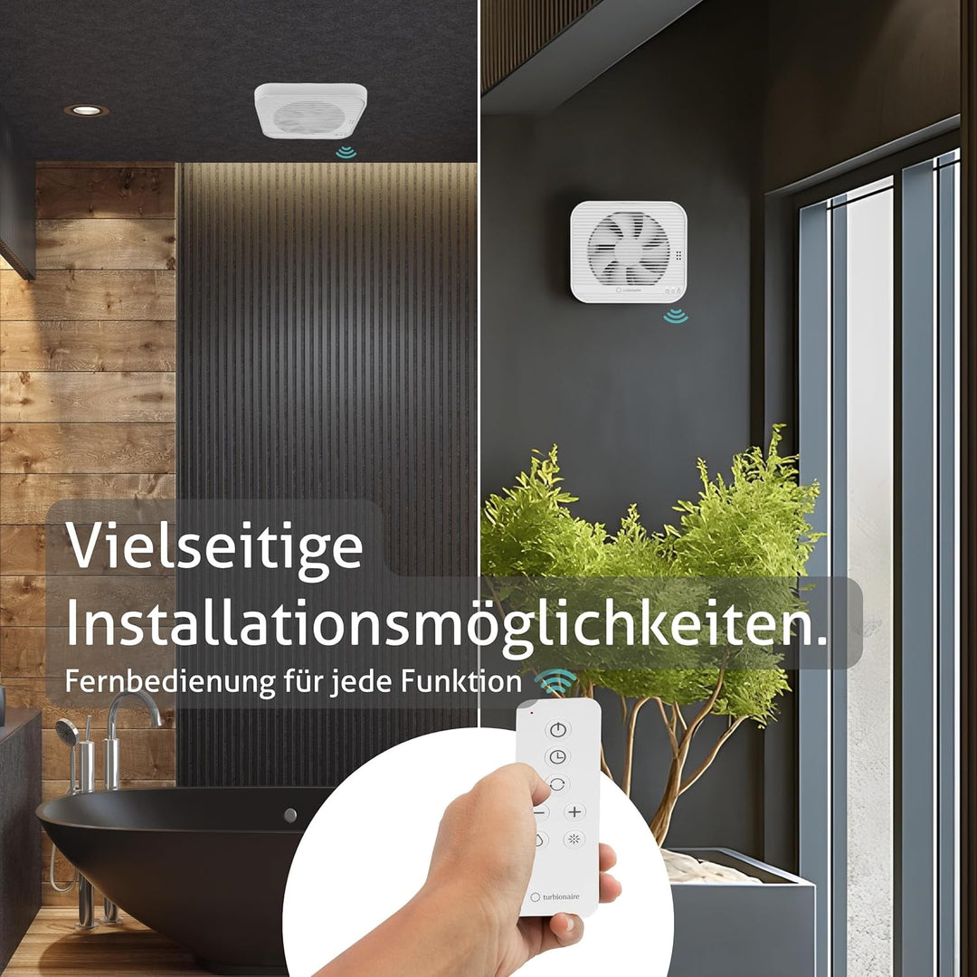 Turbionaire Axio 1012 HTR, Badventilator, Feuchtigkeitssensor, 8 Geschwindigkeiten, Timer, Fernbedie