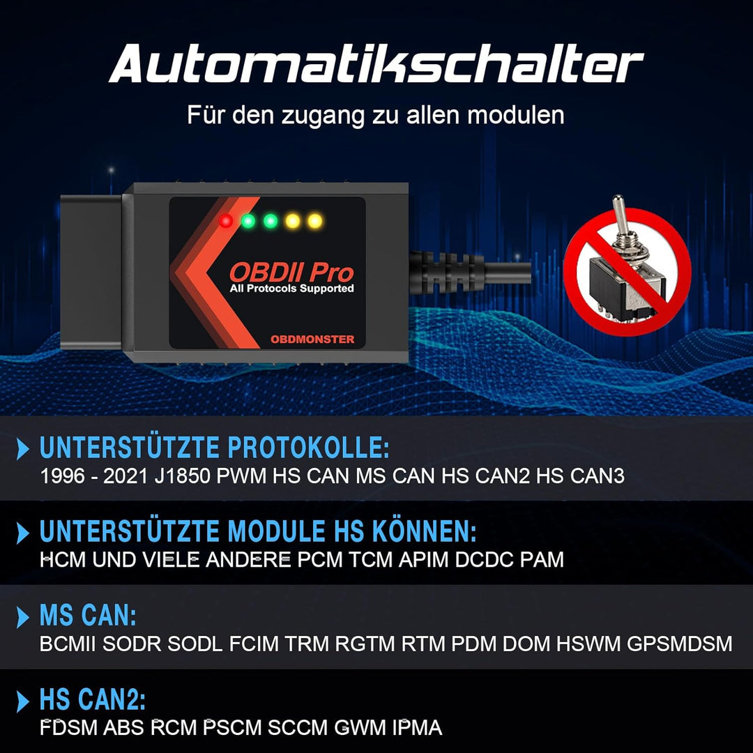 FORScan ELMconfig OBD2 Scanner Diagnosegerät Auto für Windows, Auto diagnose Codierungs Tool mit aut