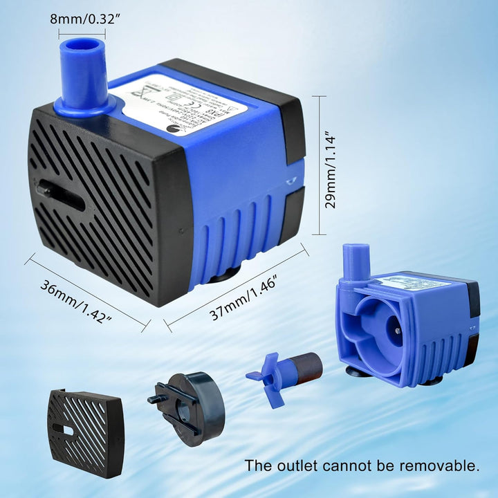 CHANCS AC 220V Wasserpumpe 2.5W 160L/H 42GPH hoher Aufzug 1.48ft kleine Tauchpumpe für Befeuchter, 2