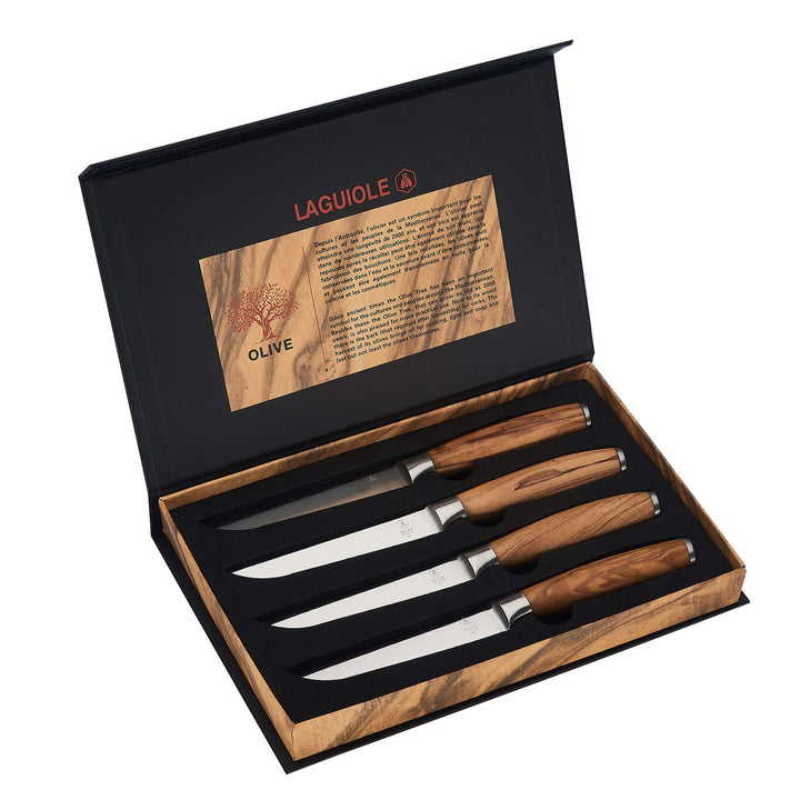 LAGUIOLE - Set mit 4 Steakmessern mit Olivenholzgriffen